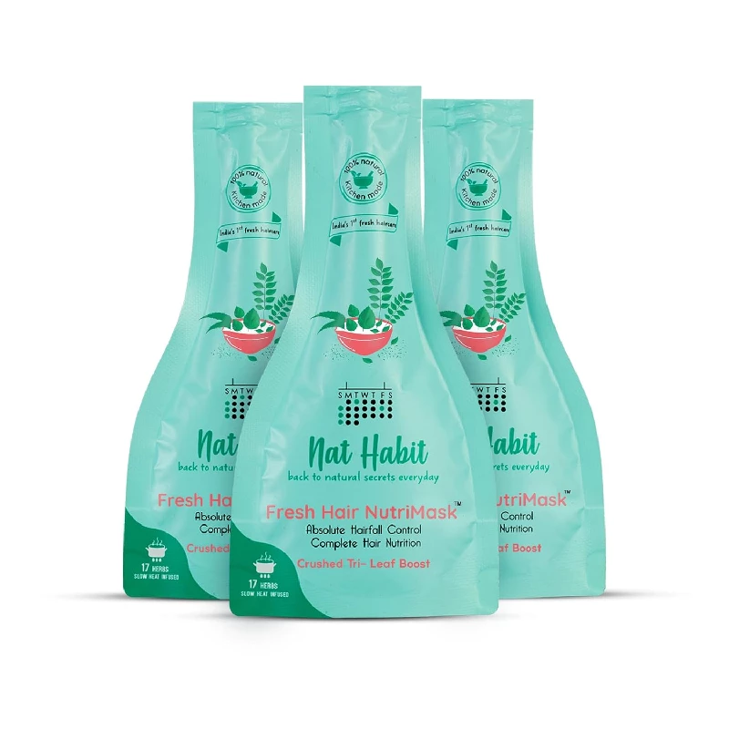 Nat Habit Crushed Tri-Leaf Nutri Hair Mask For Hairfall, 120 g-1.webp